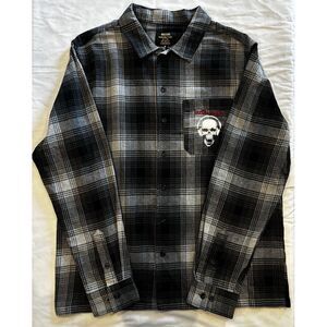 NWT Massive Premium Quality Goods Medium‎ NY City Grey Plaid Flannel Shirt